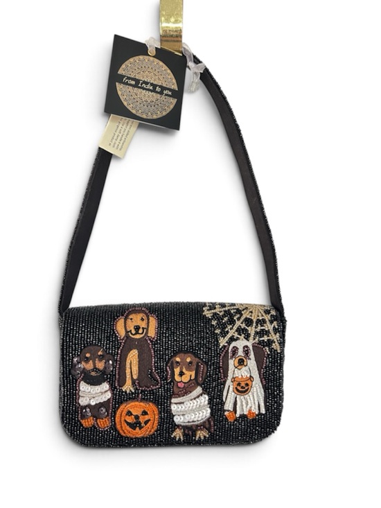 From India To You Handbags - NWT Beaded Shoulder Bag Purse Halloween Dogs Dachshund Ghost Mummy Pumpkin